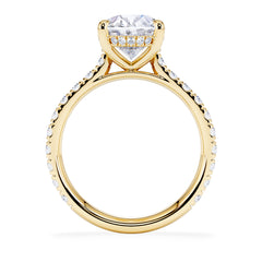 Amora Oval 3.00ct Hidden Halo Lab Diamond Engagement Ring With Side Stones Set in 18K Gold