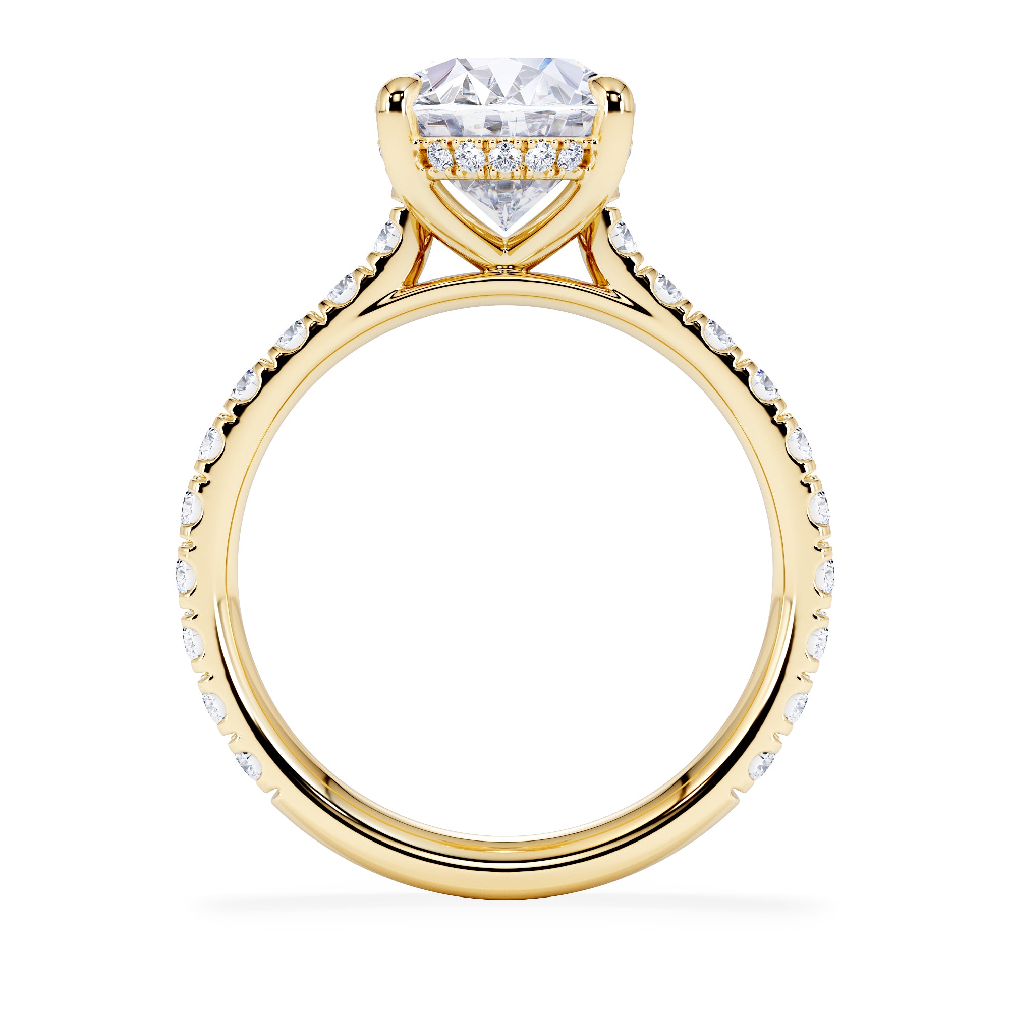 Amora Oval 3.00ct Hidden Halo Lab Diamond Engagement Ring With Side Stones Set in 18K Gold