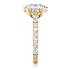 Amora Oval 3.00ct Hidden Halo Lab Diamond Engagement Ring With Side Stones Set in 18K Gold
