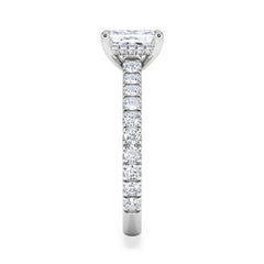 Amora Radiant 1.00ct Hidden Halo Lab Diamond Engagement Ring With Side Stones Set in 18K White Gold