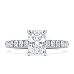 Amora Radiant 1.00ct Hidden Halo Lab Diamond Engagement Ring With Side Stones Set in 18K White Gold