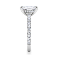 Amora Radiant 2.00ct Hidden Halo Lab Diamond Engagement Ring With Side Stones Set in 18K White Gold