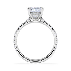 Amora Radiant 3.00ct Hidden Halo Lab Diamond Engagement Ring With Side Stones Set in Platinum