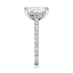 Amora Radiant 3.00ct Hidden Halo Lab Diamond Engagement Ring With Side Stones Set in Platinum