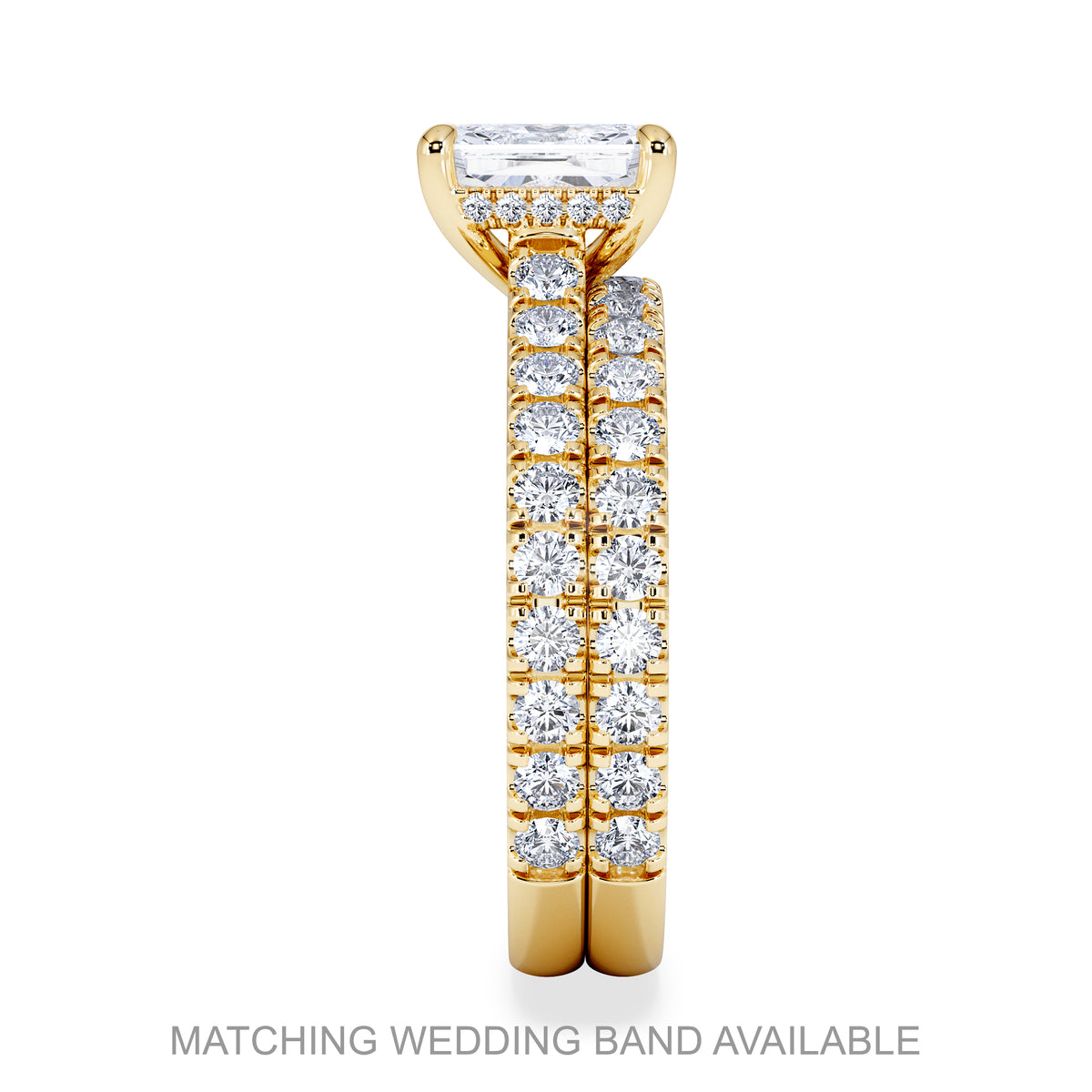 Amora Radiant 2.00ct Hidden Halo Lab Diamond Engagement Ring With Side Stones Set in 18K Gold