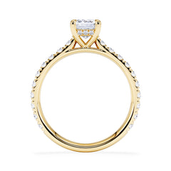 Amora Radiant 1.00ct Hidden Halo Lab Diamond Engagement Ring With Side Stones Set in 18K Gold