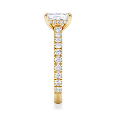 Amora Radiant 1.00ct Hidden Halo Lab Diamond Engagement Ring With Side Stones Set in 18K Gold