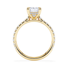 Amora Radiant 2.00ct Hidden Halo Lab Diamond Engagement Ring With Side Stones Set in 18K Gold