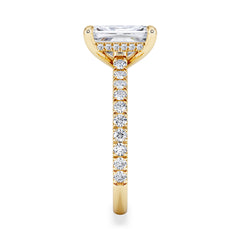 Amora Radiant 2.00ct Hidden Halo Lab Diamond Engagement Ring With Side Stones Set in 18K Gold