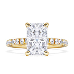 Amora Radiant 2.00ct Hidden Halo Lab Diamond Engagement Ring With Side Stones Set in 18K Gold