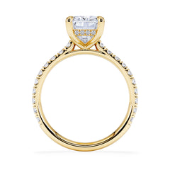 Amora Radiant 3.00ct Hidden Halo Lab Diamond Engagement Ring With Side Stones Set in 18K Gold