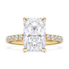 Amora Radiant 3.00ct Hidden Halo Lab Diamond Engagement Ring With Side Stones Set in 18K Gold