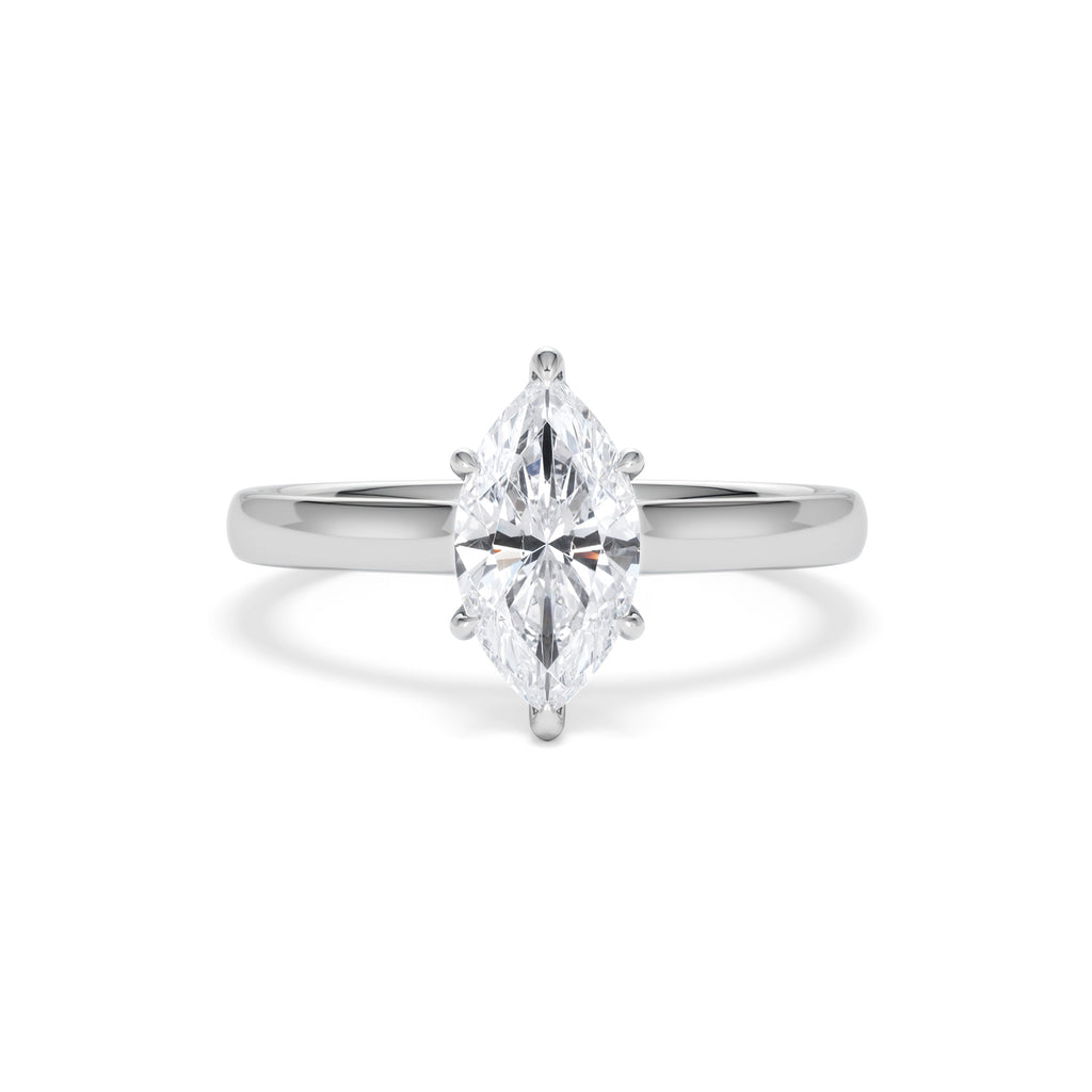 Amora Marquise 1.07ct Hidden Halo Lab Diamond Engagement Ring F/VS Set in 18K White Gold