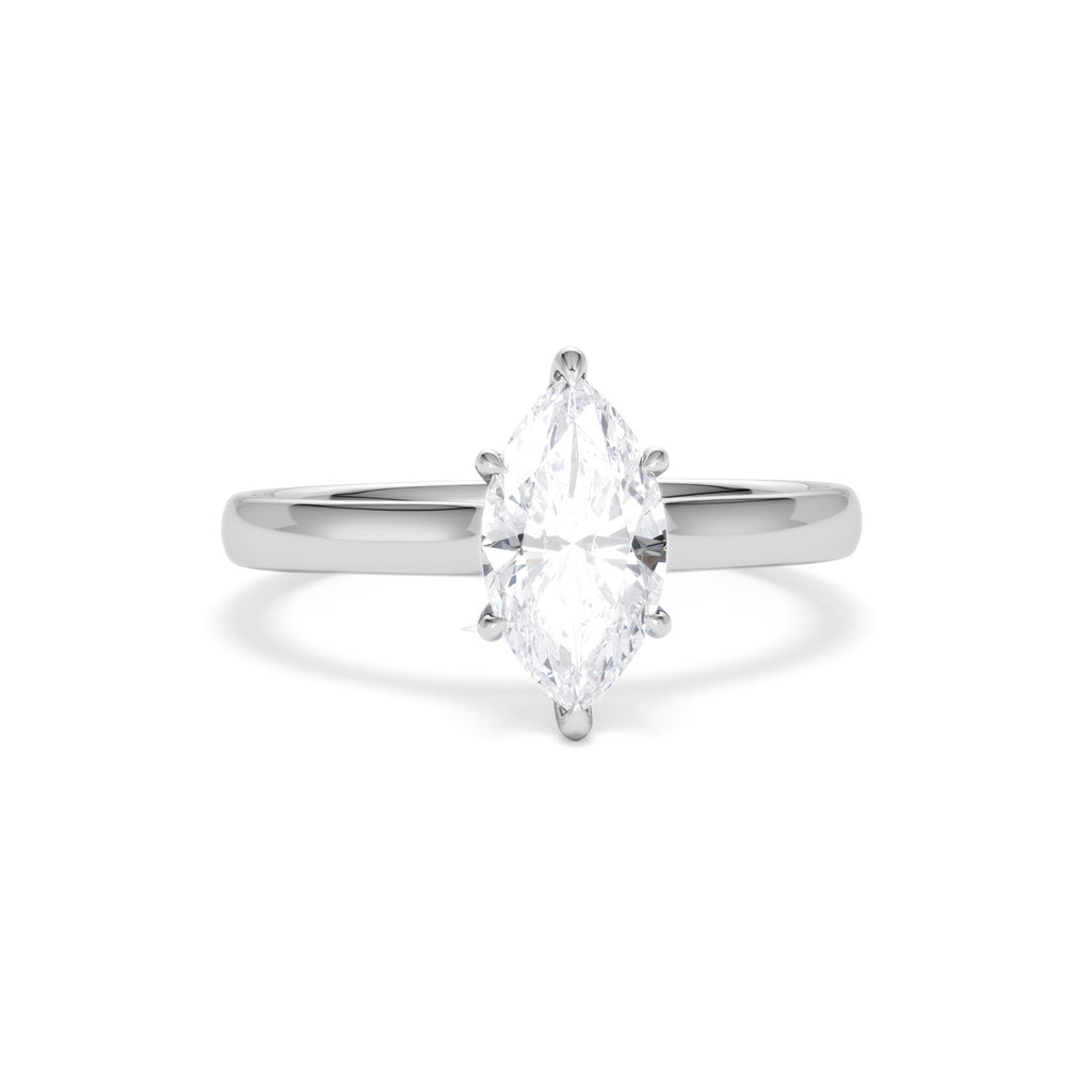 Amora Marquise 1.07ct Hidden Halo Lab Diamond Engagement Ring F/VS Set in Platinum