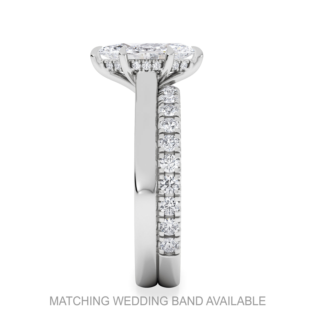 Amora Marquise 1.07ct Hidden Halo Lab Diamond Engagement Ring F/VS Set in Platinum