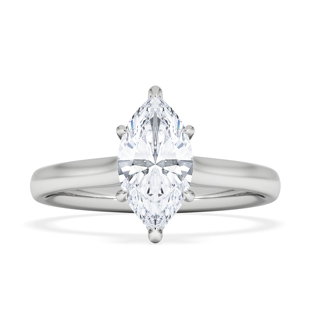 Amora Marquise 1.07ct Hidden Halo Lab Diamond Engagement Ring F/VS Set in 18K White Gold