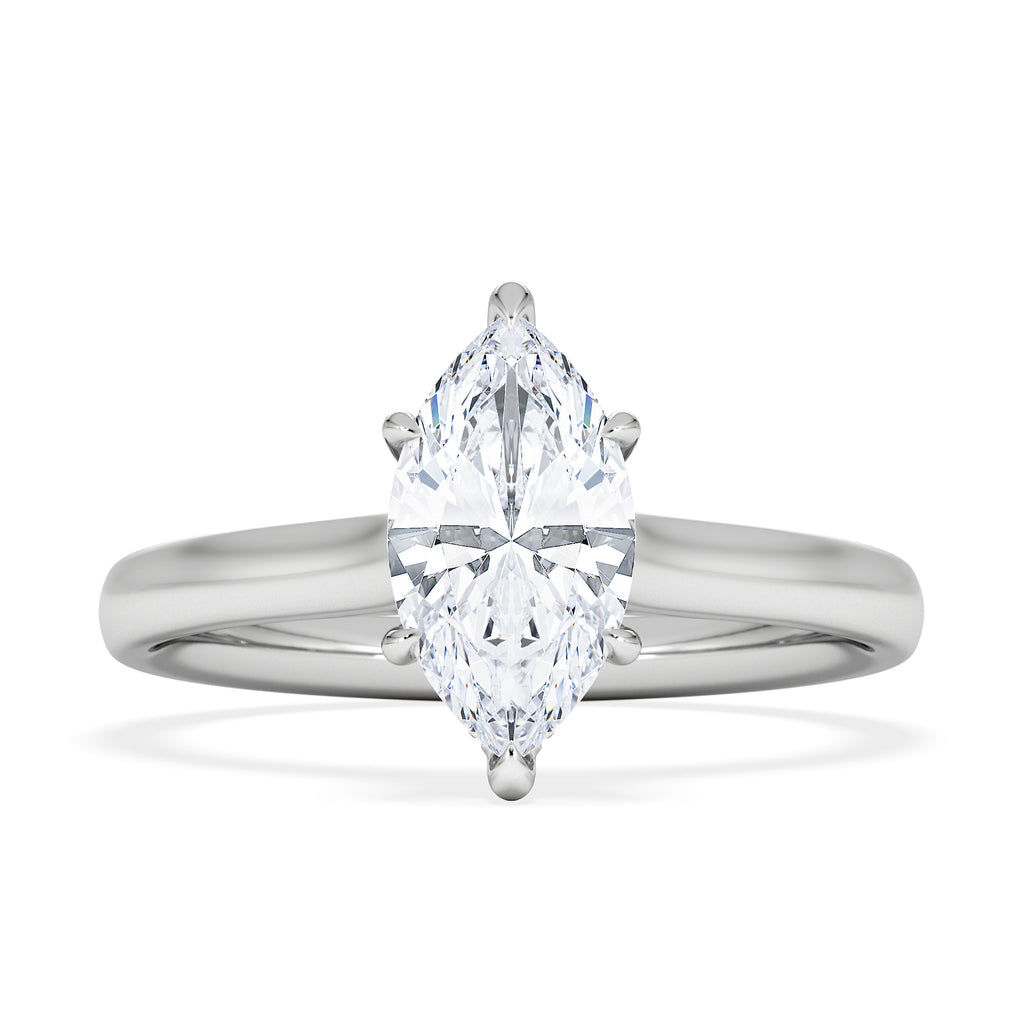 Amora Marquise 1.07ct Hidden Halo Lab Diamond Engagement Ring F/VS Set in 18K White Gold