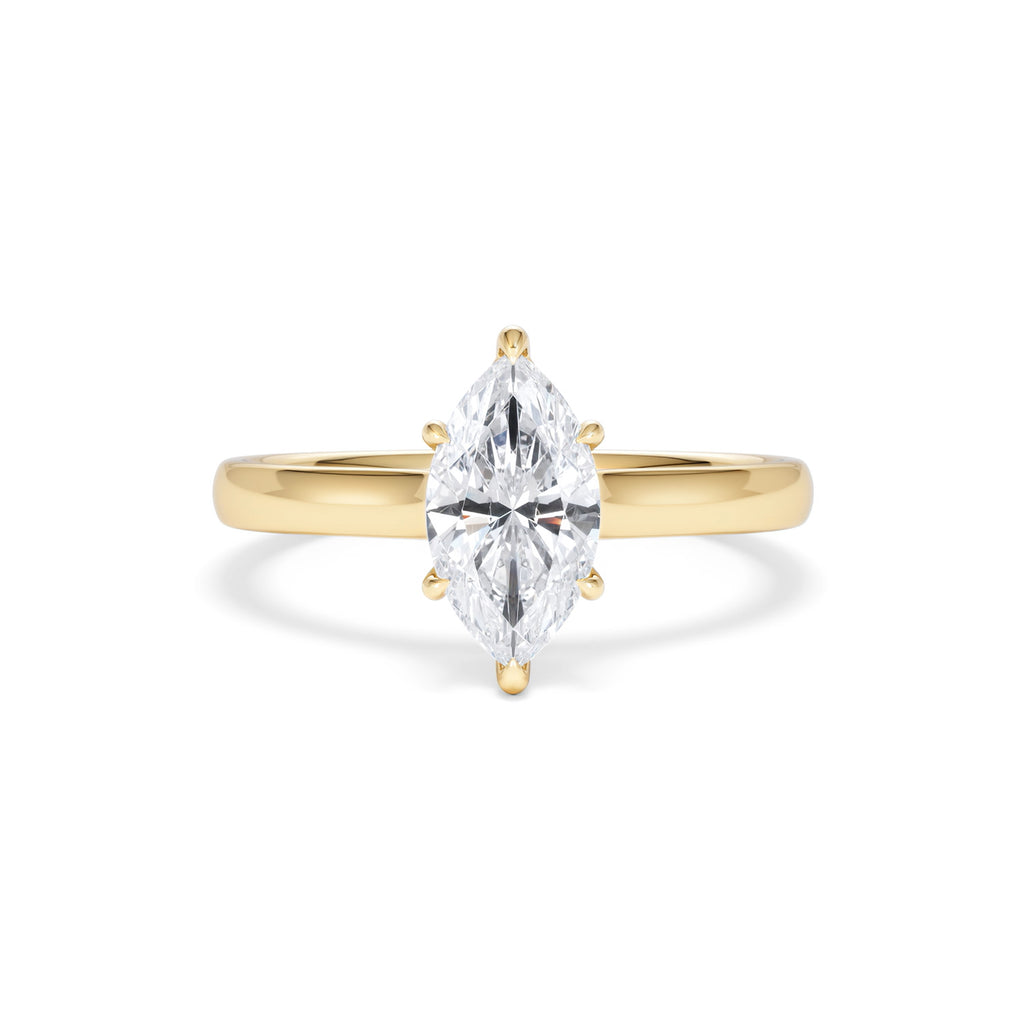 Amora Marquise 1.07ct Hidden Halo Engagement Ring F/VS Set in 18K Gold