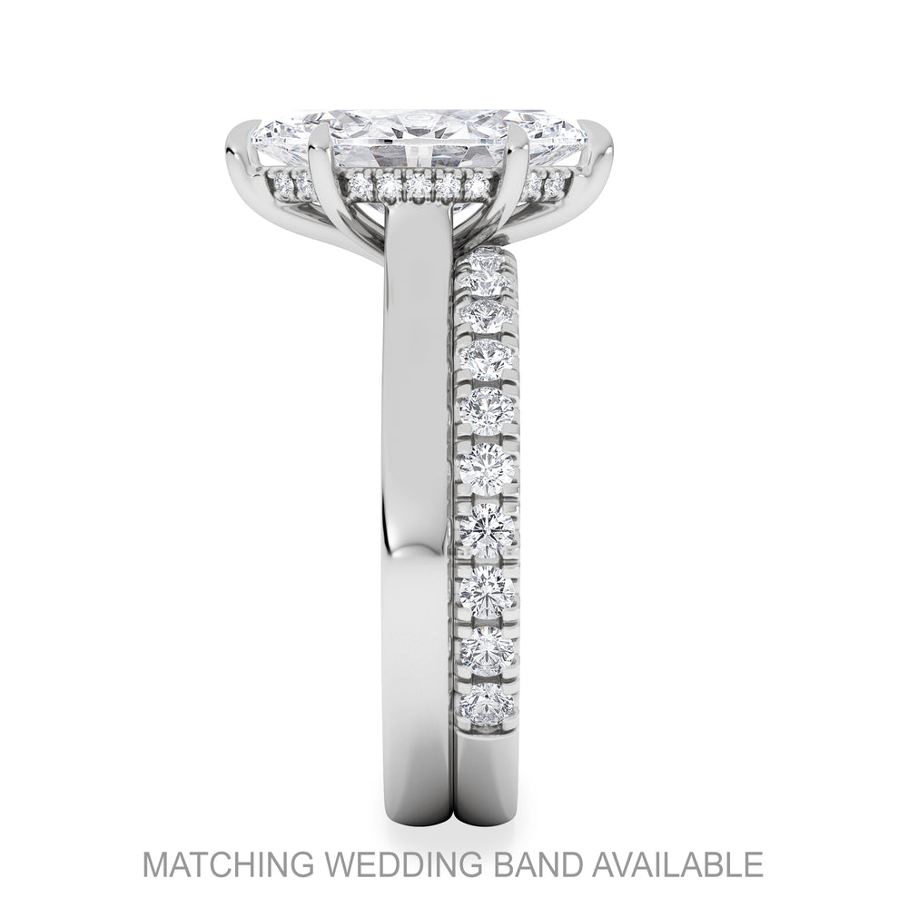 Amora Marquise 2.09ct Hidden Halo Lab Diamond Engagement Ring F/VS Set in 18K White Gold