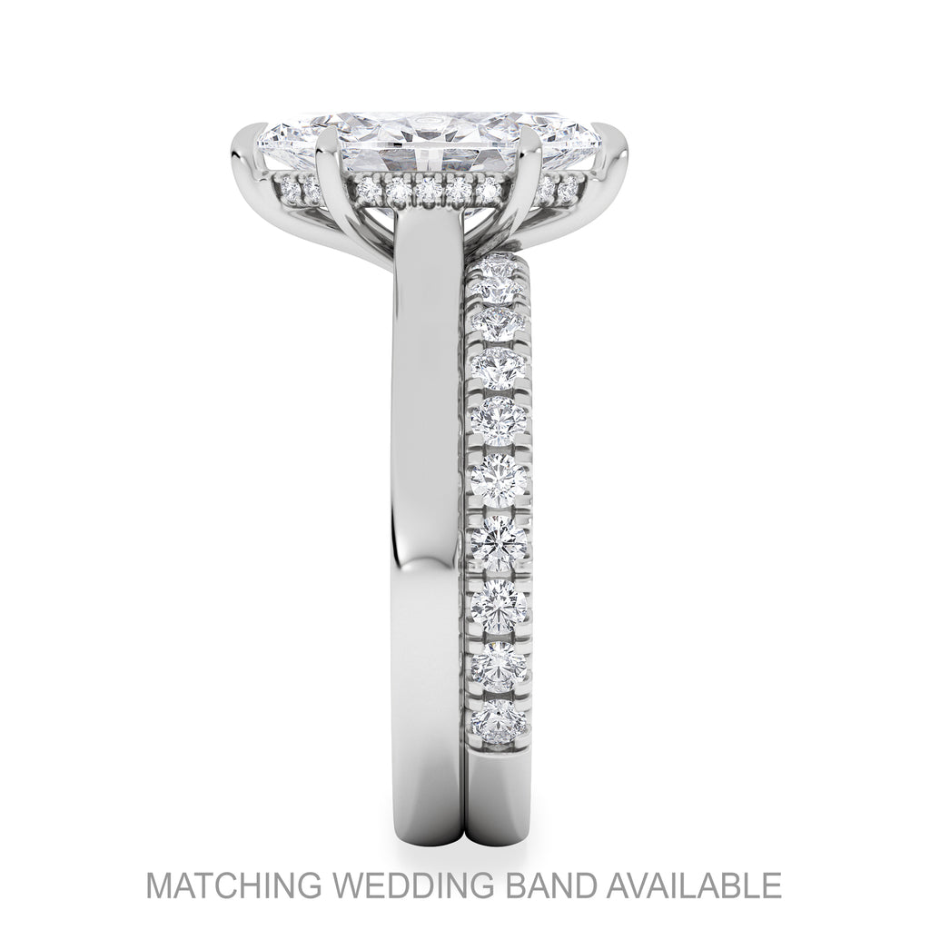 Amora Marquise 2.09ct Hidden Halo Lab Diamond Engagement Ring F/VS Set in 18K White Gold