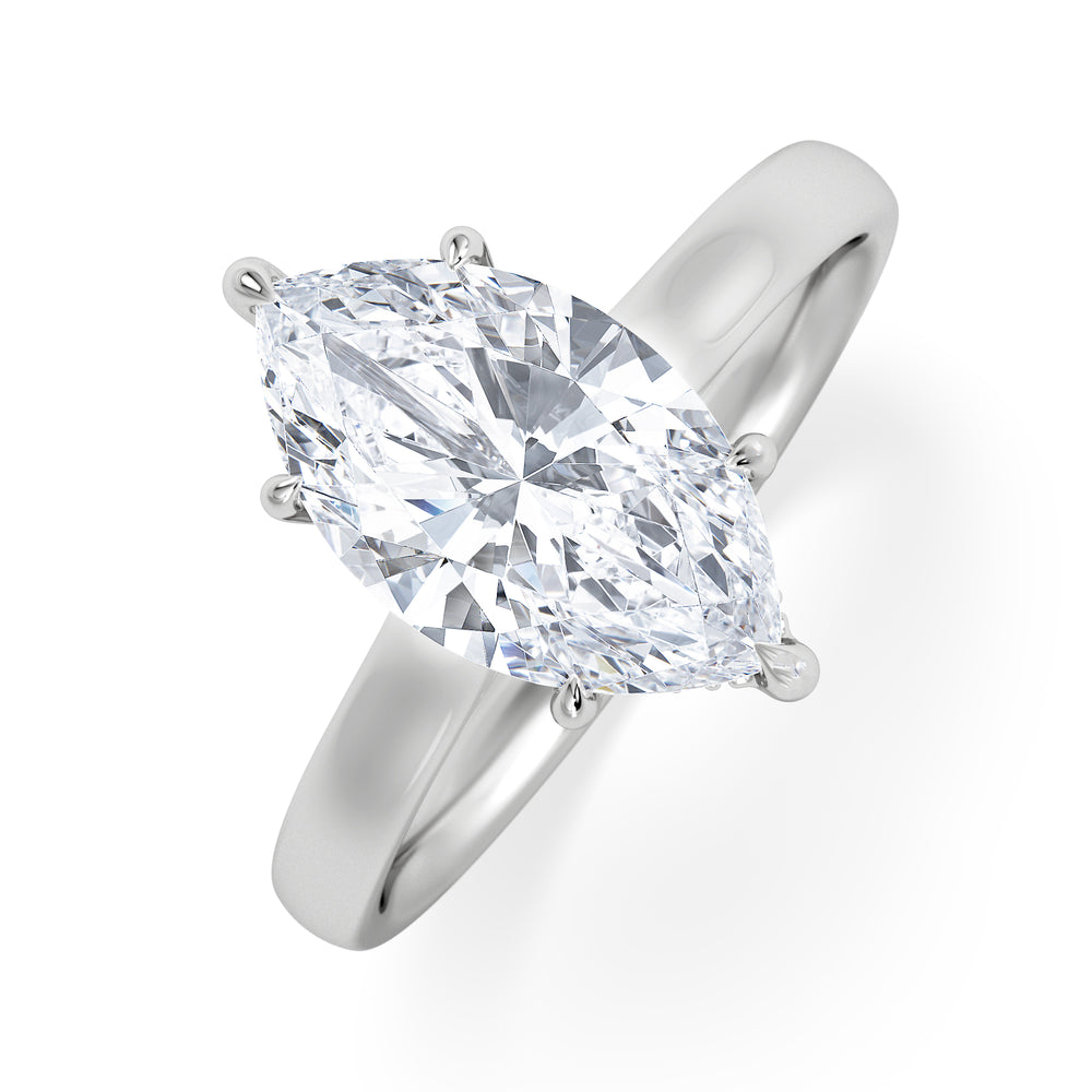 Amora Marquise 2.09ct Hidden Halo Lab Diamond Engagement Ring F/VS Set in Platinum