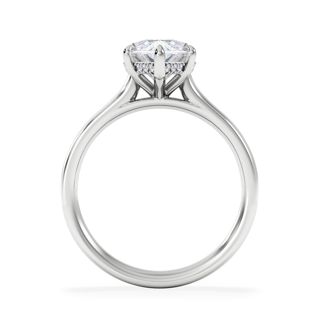 Amora Marquise 3.11ct Hidden Halo Lab Diamond Engagement Ring G/VS Set in 18K White Gold