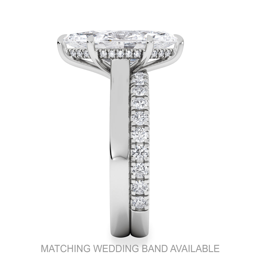 Amora Marquise 3.11ct Hidden Halo Lab Diamond Engagement Ring G/VS Set in Platinum