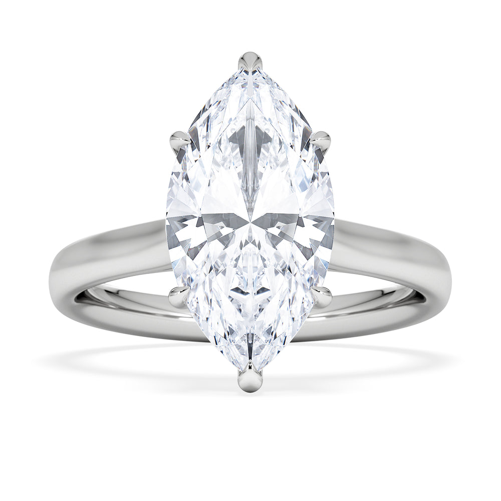 Amora Marquise 3.11ct Hidden Halo Lab Diamond Engagement Ring G/VS Set in Platinum