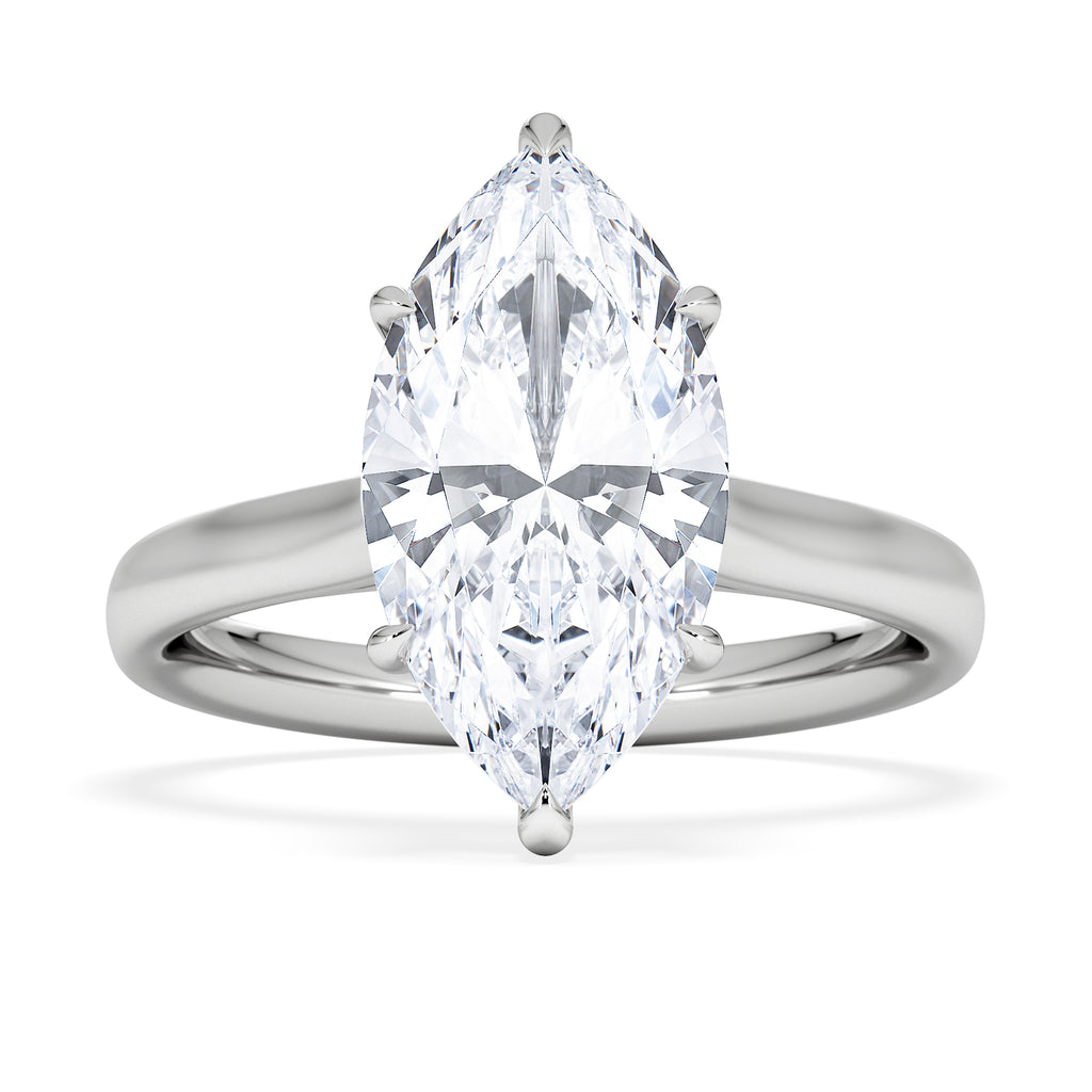 Amora Marquise 3.11ct Hidden Halo Lab Diamond Engagement Ring G/VS Set in 18K White Gold