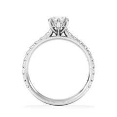 Amora Marquise 1.47ct Hidden Halo Lab Diamond Engagement Ring with Side Stones Set in 18K White Gold