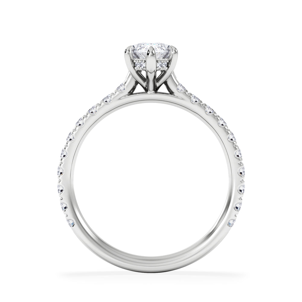 Amora Marquise 1.47ct Hidden Halo Lab Diamond Engagement Ring With Side Stones Set in Platinum