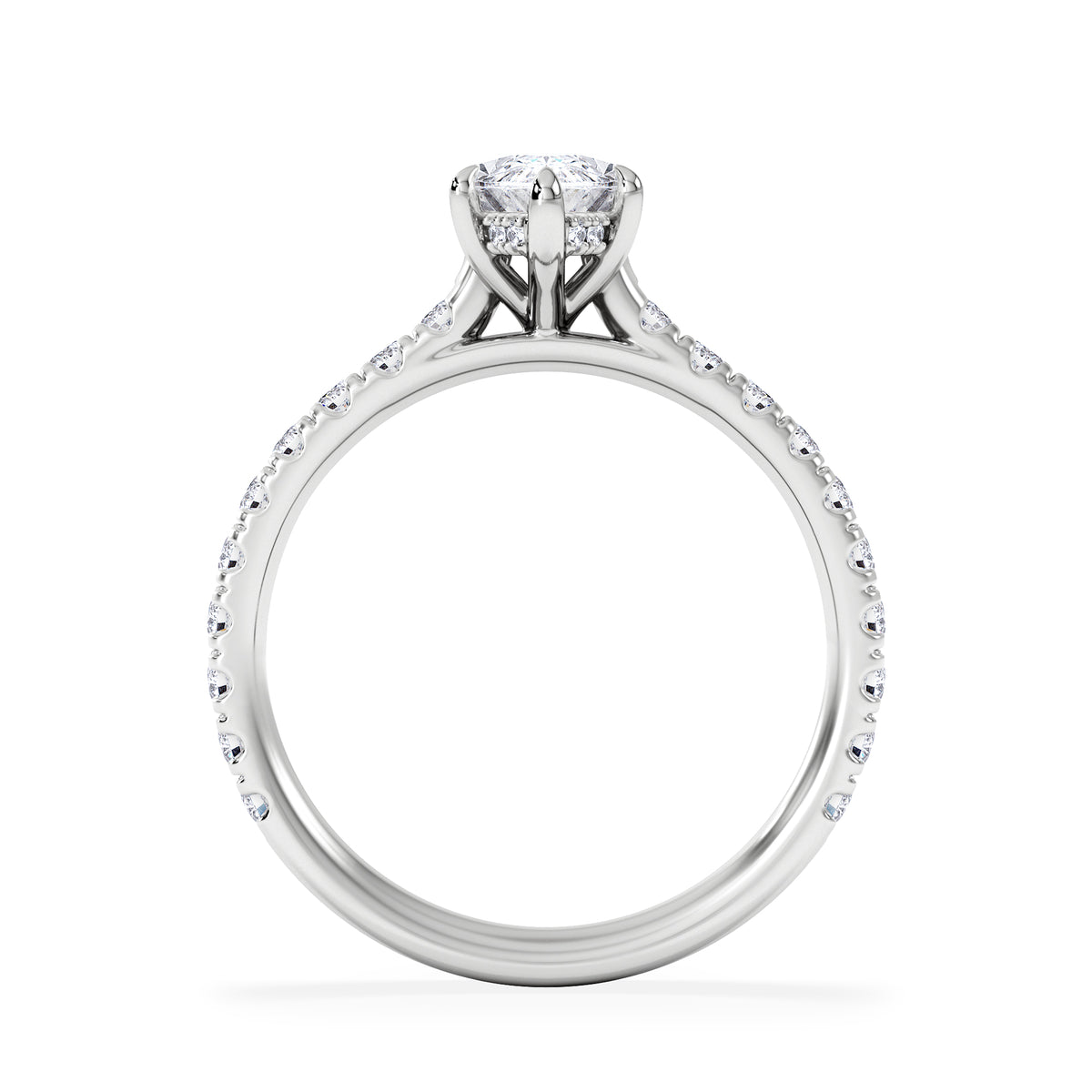 Amora Marquise 1.47ct Hidden Halo Lab Diamond Engagement Ring With Side Stones Set in Platinum