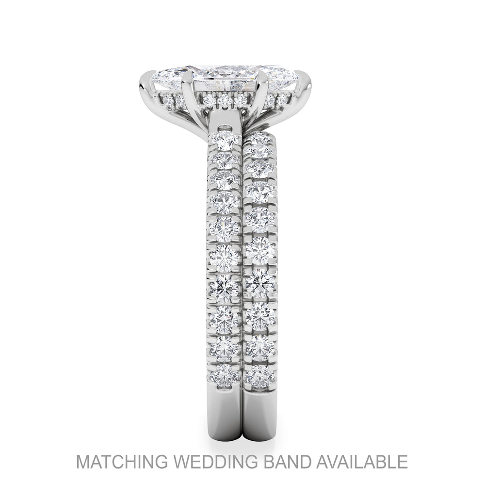 Amora Marquise 1.47ct Hidden Halo Lab Diamond Engagement Ring With Side Stones Set in Platinum
