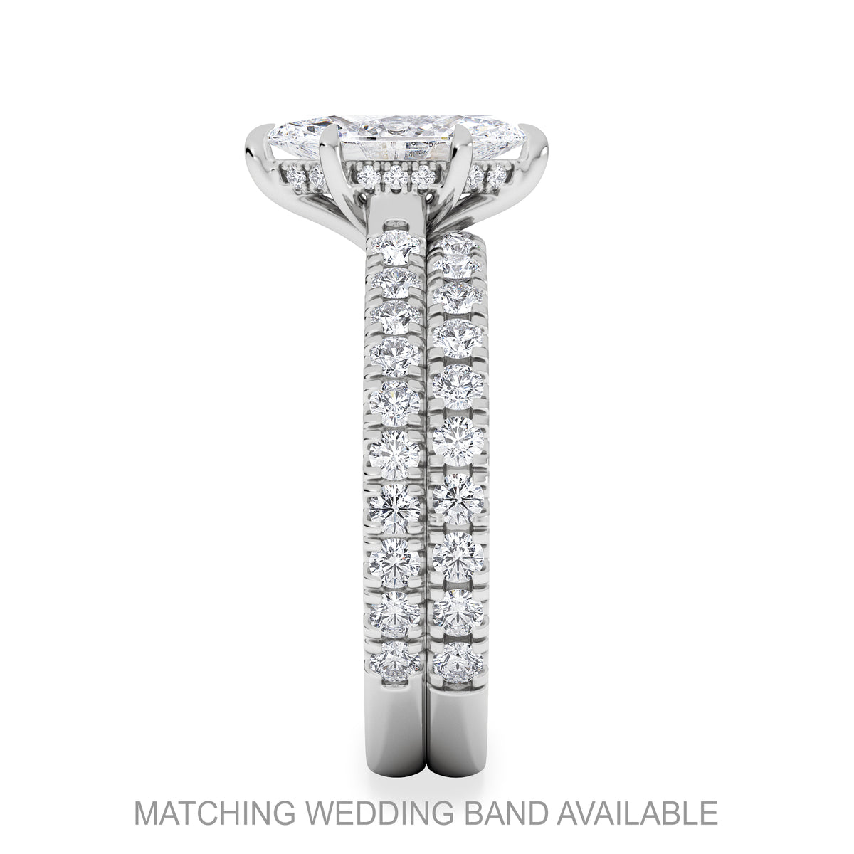 Amora Marquise 1.47ct Hidden Halo Lab Diamond Engagement Ring With Side Stones Set in Platinum
