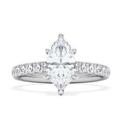 Amora Marquise 1.47ct Hidden Halo Engagement Ring With Side Stone Set in Platinum
