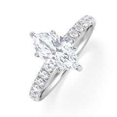 Amora Marquise 1.47ct Hidden Halo Lab Diamond Engagement Ring with Side Stones Set in 18K White Gold