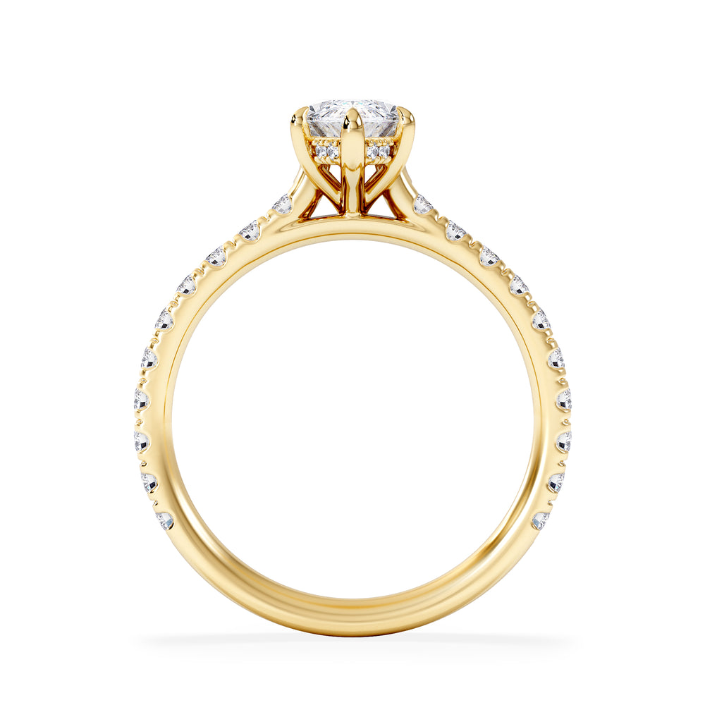 Amora Marquise 1.47ct Hidden Halo Lab Diamond Engagement Ring With Side Stones Set in 18K Gold