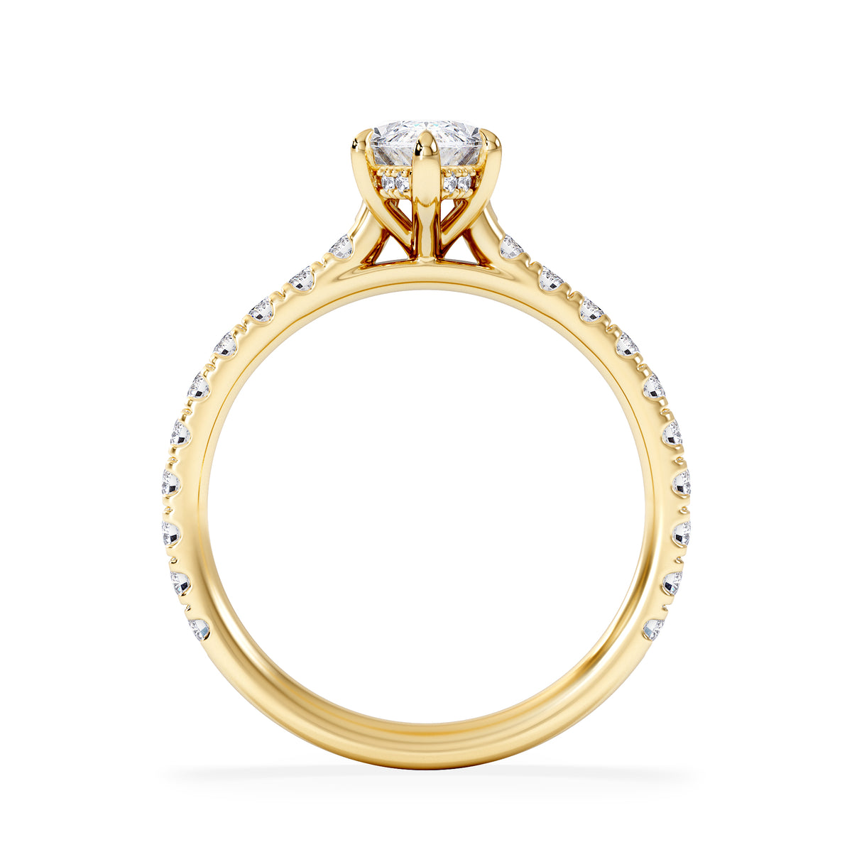 Amora Marquise 1.47ct Hidden Halo Lab Diamond Engagement Ring With Side Stones Set in 18K Gold