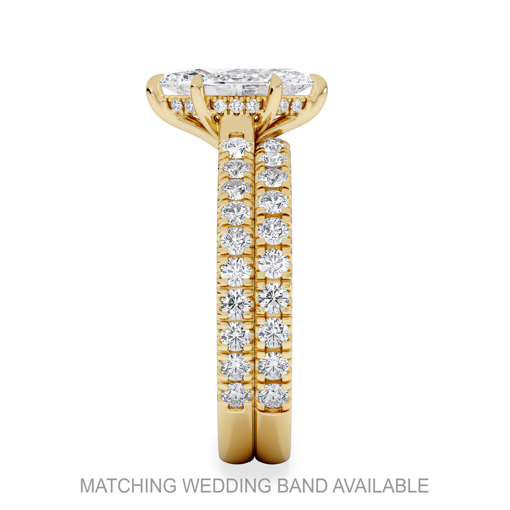 Amora Marquise 1.47ct Hidden Halo Lab Diamond Engagement Ring With Side Stones Set in 18K Gold