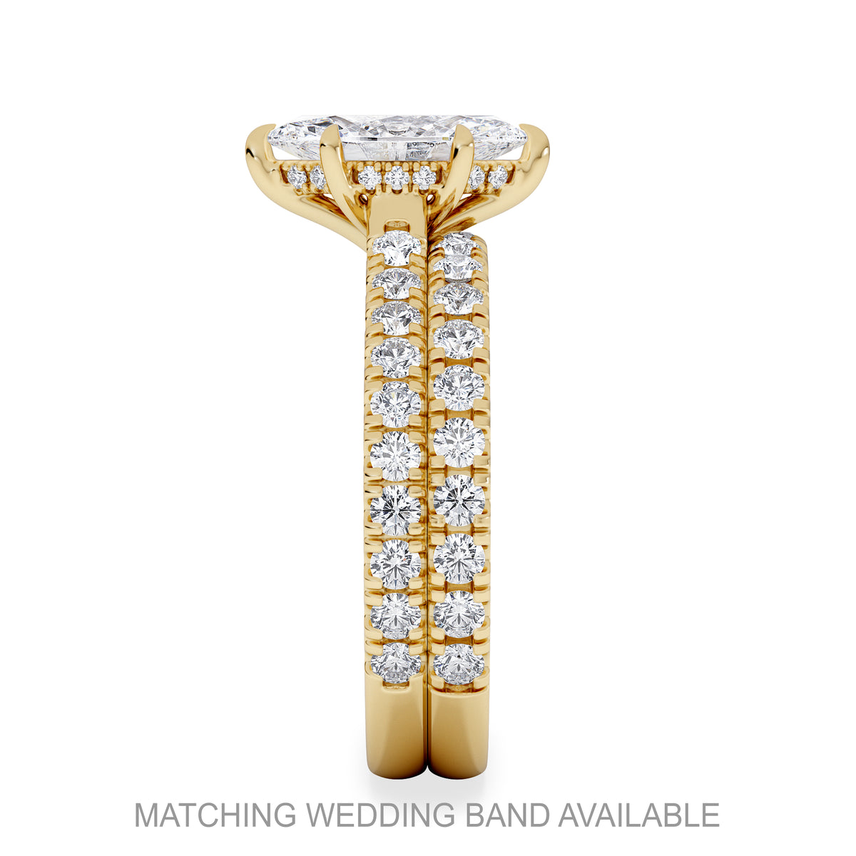 Amora Marquise 1.47ct Hidden Halo Lab Diamond Engagement Ring With Side Stones Set in 18K Gold