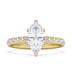Amora Marquise 1.47ct Hidden Halo Lab Diamond Engagement Ring With Side Stones Set in 18K Gold