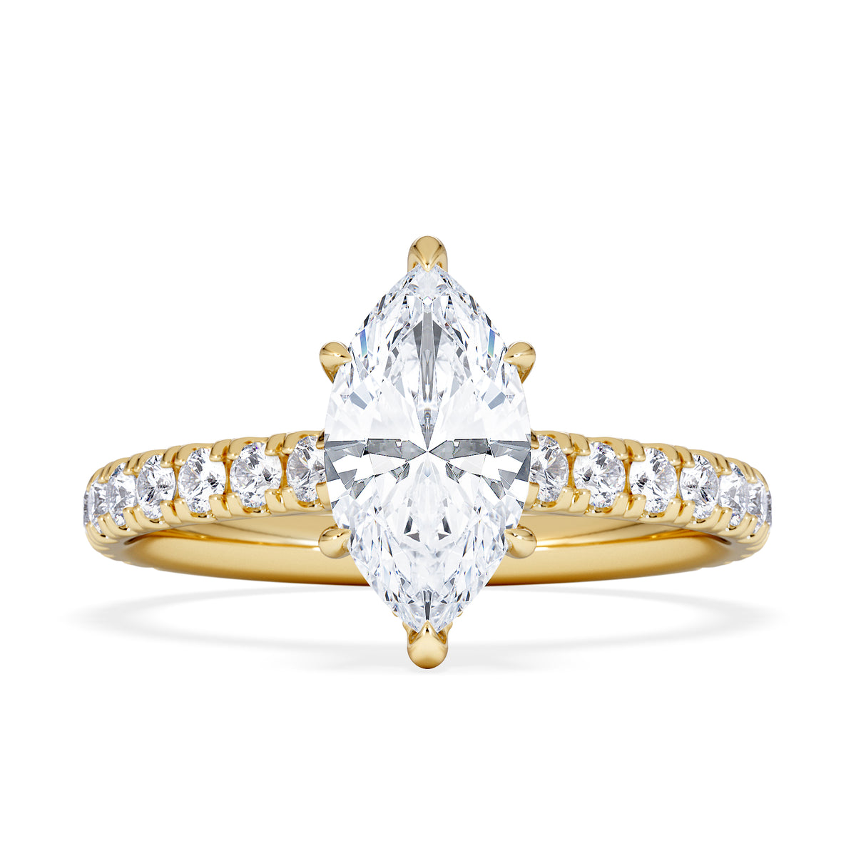 Amora Marquise 1.47ct Hidden Halo Lab Diamond Engagement Ring With Side Stones Set in 18K Gold