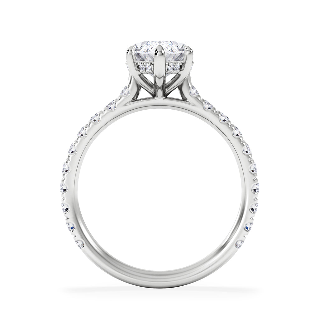 Amora Marquise 2.55ct Hidden Halo Lab Diamond Engagement Ring With Side Stones Set in Platinum