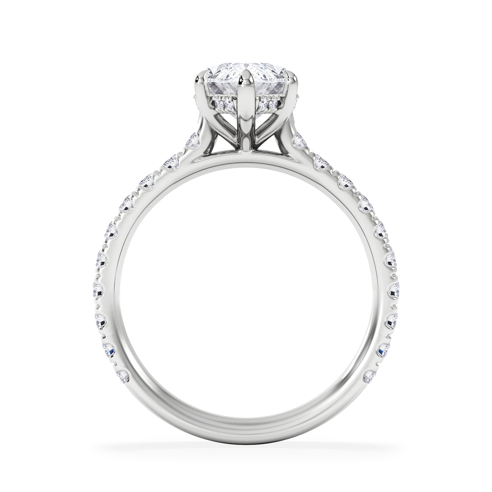 Amora Marquise 2.55ct Hidden Halo Lab Diamond Engagement Ring With Side Stones Set in 18K White Gold