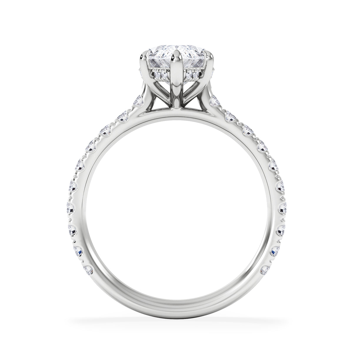 Amora Marquise 2.55ct Hidden Halo Lab Diamond Engagement Ring With Side Stones Set in 18K White Gold