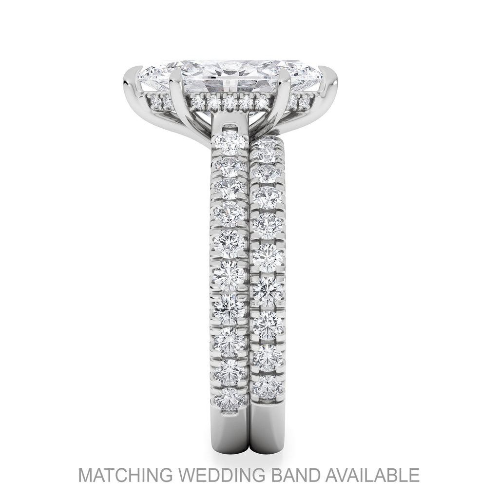 Amora Marquise 2.55ct Hidden Halo Lab Diamond Engagement Ring With Side Stones Set in Platinum