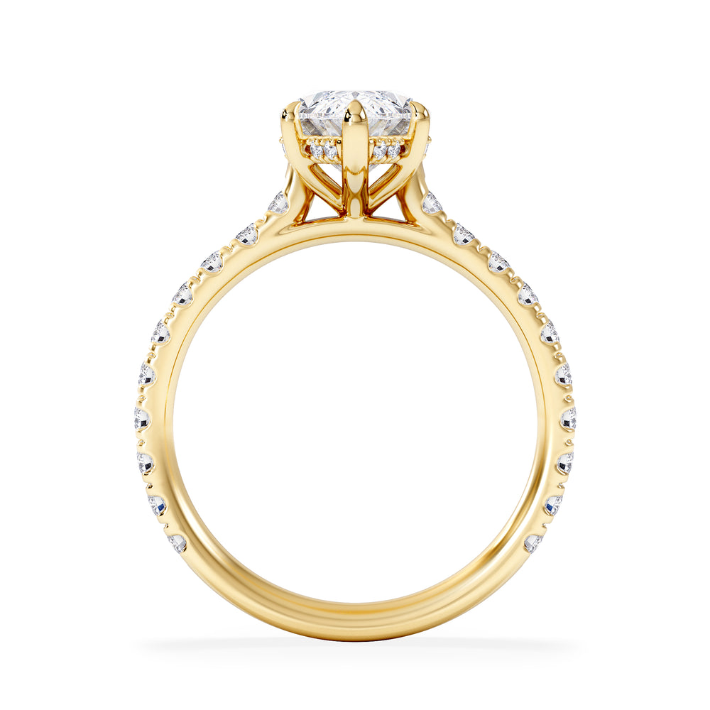 Amora Marquise 2.55ct Hidden Halo Lab Diamond Engagement Ring With Side Stones Set in 18K Gold