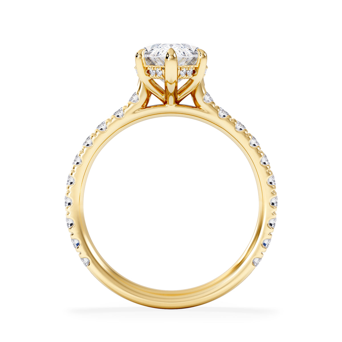Amora Marquise 2.55ct Hidden Halo Lab Diamond Engagement Ring With Side Stones Set in 18K Gold