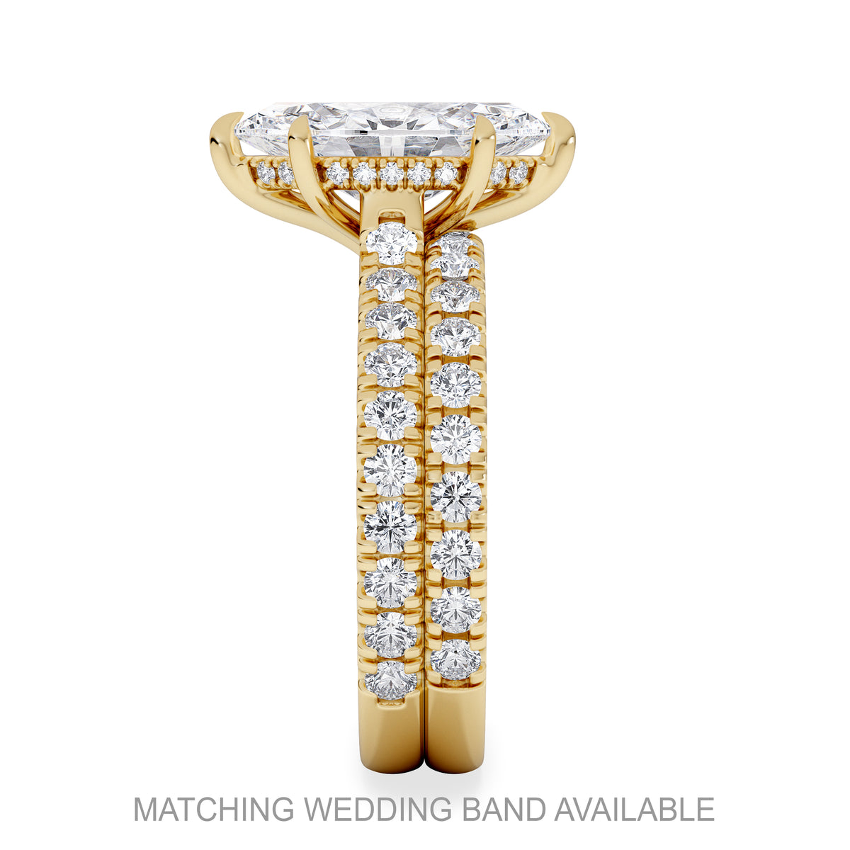 Amora Marquise 2.55ct Hidden Halo Lab Diamond Engagement Ring With Side Stones Set in 18K Gold