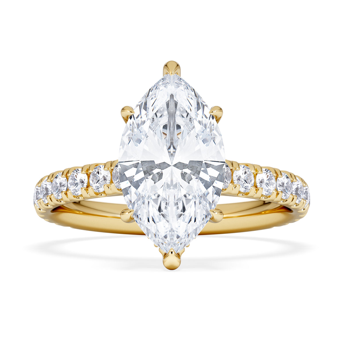 Amora Marquise 2.55ct Hidden Halo Lab Diamond Engagement Ring With Side Stones Set in 18K Gold